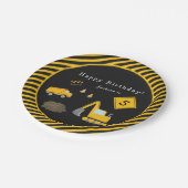 Assiettes En Carton Construction Joyeux Anniversaire - Nom et âge garç (Angle)