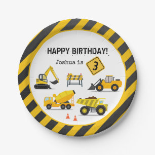 Assiettes En Carton Construction Joyeux Enfants Anniversaire N'Importe