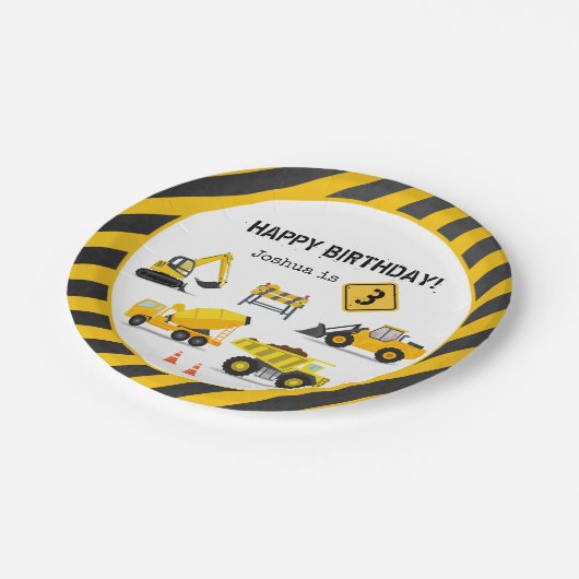 Assiettes En Carton Construction Joyeux Enfants Anniversaire N'Importe (Angle)