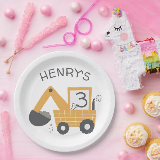 Assiettes En Carton Construction Petit Constructeur de Digger Annivers (Fête)
