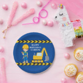 Assiettes En Carton Construction Véhicule Personnalisé Garçons Anniver (Fête)