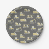 Assiettes En Carton Construction Véhicules de Camion Garçons fête d'an (Devant)