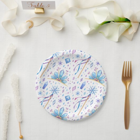 Assiettes En Carton Conte de fée congelée Ice Princess Crowns Annivers (Mariage)