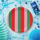 Assiettes En Carton Contemporary Christmas Stripes  (Fête)