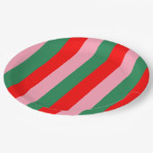 Assiettes En Carton Contemporary Christmas Stripes  (Angle)