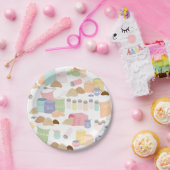 Assiettes En Carton Contenants à base d'ingrédients colorés rétro (Fête)