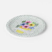 Assiettes En Carton Conteneur Jaune Avec Pansies Pastel (Angle)