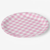Assiettes En Carton Contrôle En vichy rose clair (Angle)