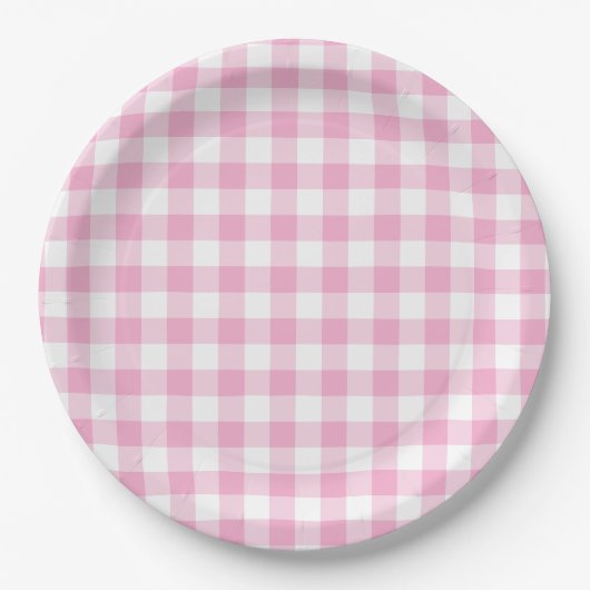 Assiettes En Carton Contrôle En vichy rose clair (Devant)