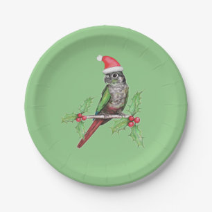 Assiettes En Carton Conure à joues vertes de Noël