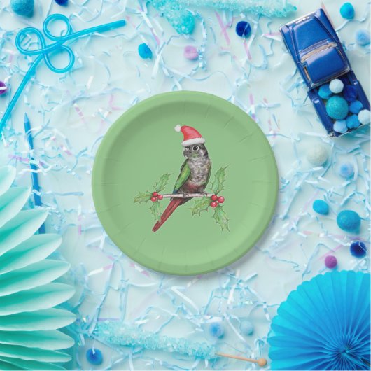 Assiettes En Carton Conure verte de Noël (Fête)