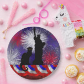 Assiettes En Carton Conversation Noir et le 4 juillet (Fête)