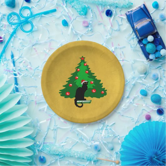 Assiettes En Carton Conversation Noir Noël (Fête)