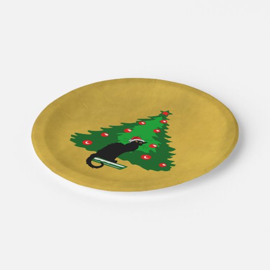 Assiettes En Carton Conversation Noir Noël (Angle)