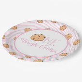 Assiettes En Carton Cookie dur et rayures roses Anniversaire (Angle)