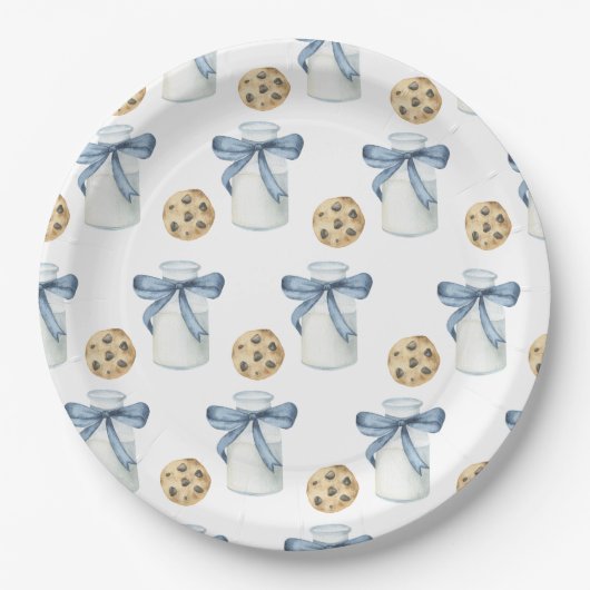 Assiettes En Carton Cookie et Lait Anniversaire (Devant)