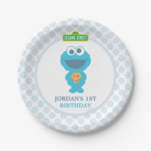 Assiettes En Carton Cookie Monster Baby Anniversaire (Devant)