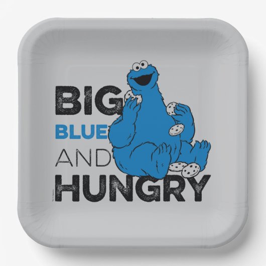 Assiettes En Carton Cookie Monster | Big Blue & Hungry (Recto)