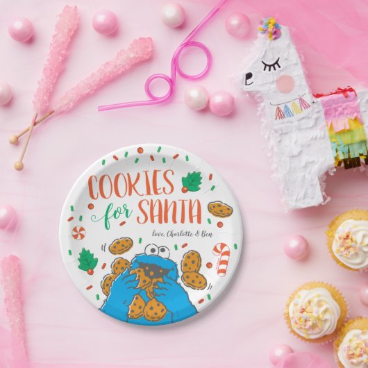 Assiettes En Carton Cookie Monster | Cookies pour Père Noël (Fête)