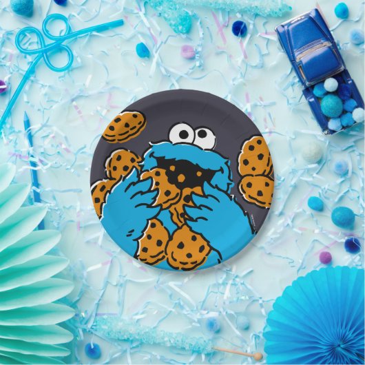 Assiettes En Carton Cookie Monster Eating All the Cookies (Fête)