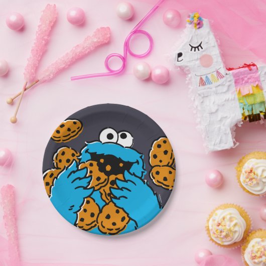 Assiettes En Carton Cookie Monster Eating All the Cookies (Fête)