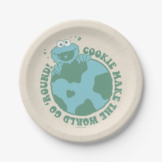 Assiettes En Carton Cookie Monster | Les cookies font tourner le monde (Devant)