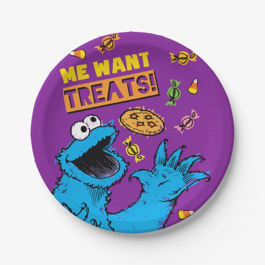 Assiettes En Carton Cookie Monster - Me Wants Traitements (Devant)