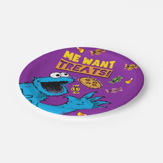 Assiettes En Carton Cookie Monster - Me Wants Traitements (Angle)