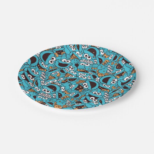 Assiettes En Carton Cookie Monster | Nom Nom Nom Nom Motif (Angle)