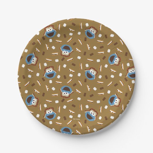 Assiettes En Carton Cookie Monster S'mores Motif (Devant)