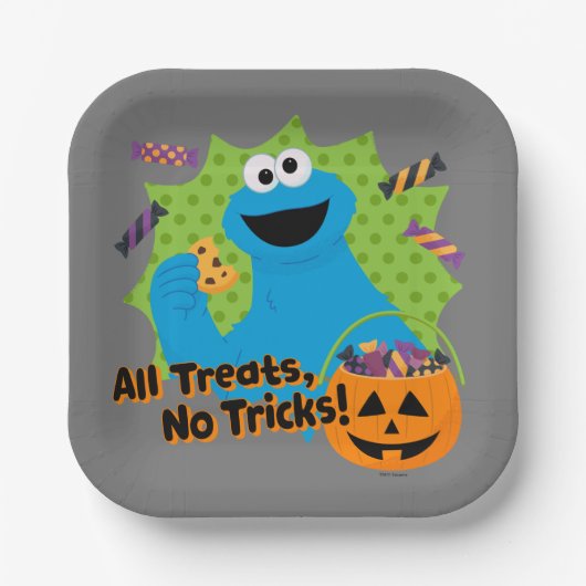 Assiettes En Carton Cookie Monster | Tous Les Traitements, Pas De Truc (Recto)