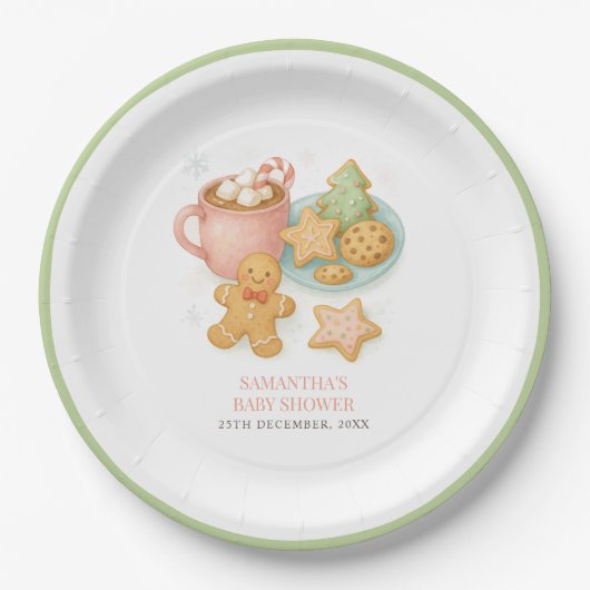 Assiettes En Carton Cookies and Cocoa Winter Baby Shower  (Devant)