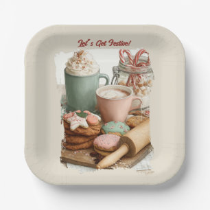 Assiettes En Carton Cookies, Cocoa et Joie de Noël