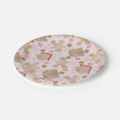 Assiettes En Carton Cookies de Noël avec bande rose (Angle)