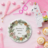 Assiettes En Carton Cookies de Noël d'hiver, Roses roses, À feuillage  (Fête)