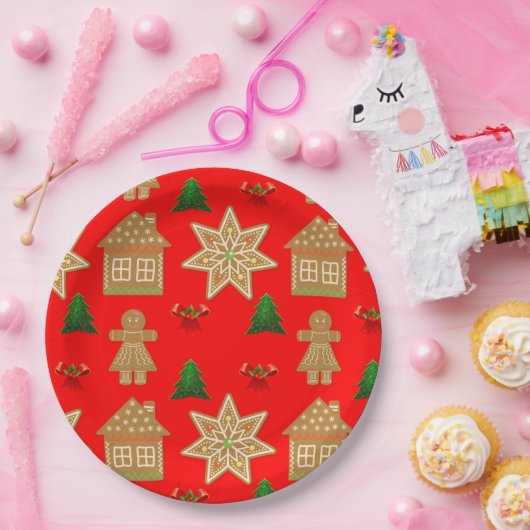 Assiettes En Carton Cookies de Noël en pain d'épice (Fête)