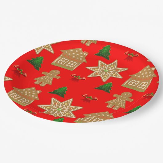 Assiettes En Carton Cookies de Noël en pain d'épice (Angle)