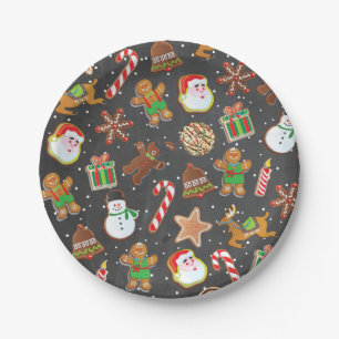Assiettes En Carton Cookies de Noël Plaque de papier de neige
