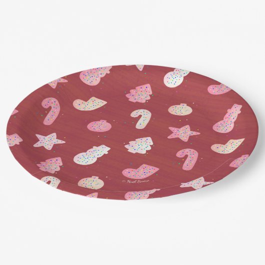 Assiettes En Carton Cookies de Noël Plaque de papier rouge (Angle)