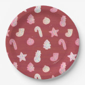 Assiettes En Carton Cookies de Noël Plaque de papier rouge (Devant)