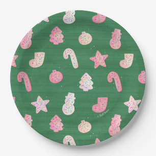 Assiettes En Carton Cookies de Noël Plaque de papier vert