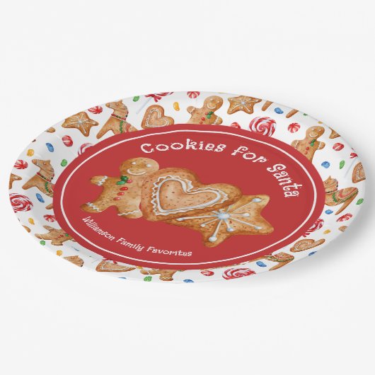 Assiettes En Carton Cookies de Noël pour Père Noël (Angle)