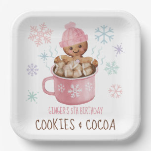 Assiettes En Carton Cookies et cacao Pain d'épices Fille Anniversaire