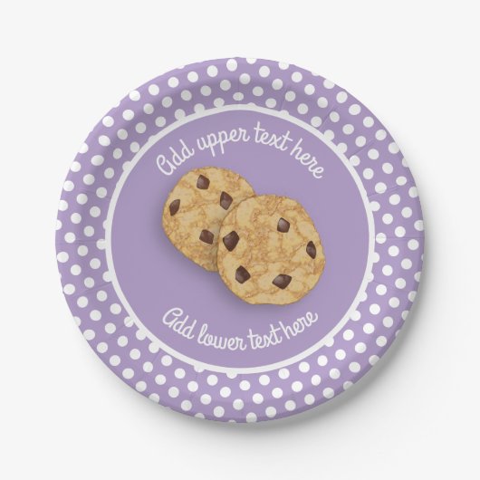 Assiettes En Carton Cookies et Polka Dot doux texte personnalisé lilas (Devant)