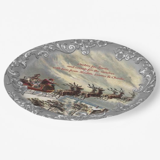 Assiettes En Carton Cookies pour Père Noël 🎅(personnalisable) (Angle)