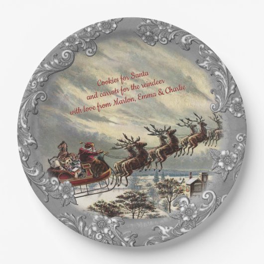 Assiettes En Carton Cookies pour Père Noël 🎅(personnalisable) (Devant)