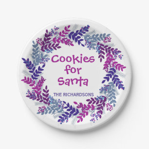 Assiettes En Carton Cookies pour Père Noël Purple Christmas Wreath