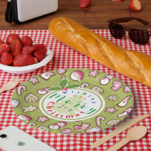 Assiettes En Carton Cookies Vert Noël