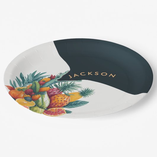 Assiettes En Carton Cool Alligator Crocodile Tropical Birthday Party (Angle)