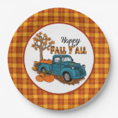 Assiettes En Carton cool Automne plaid Fête de camion saisonnier (Devant)